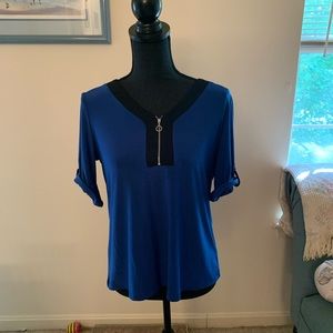 PerSeptions black and blue blouse.